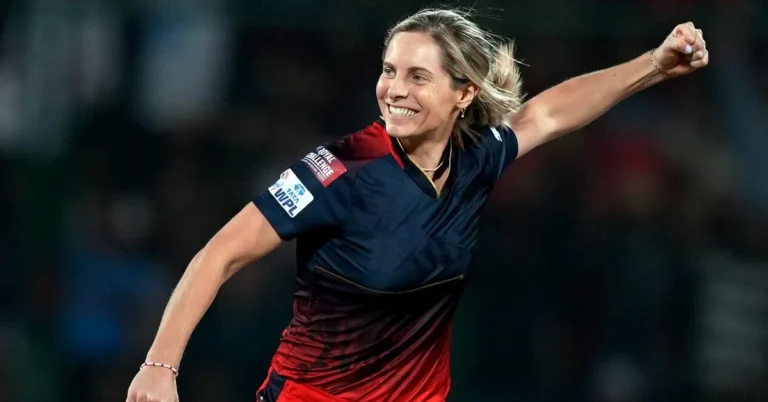 Australian cricketer Sophie Molineux in action on the field, showcasing her athleticism and focus during a professional match.