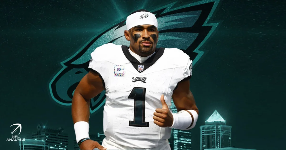 Jalen Hurts in Philadelphia Eagles uniform during a 2025 NFL game