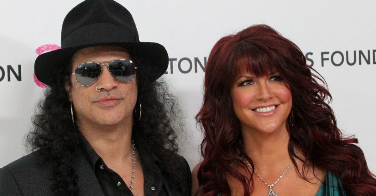 Slash and ex-wife Perla Ferrar during their marriage, before the Guns N' Roses guitarist disputed the legality of their 13-year union in divorce court