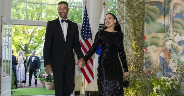 Meena Harris with her husband smiling together, representing their strong relationship and family bond — Meena Harris Husband.