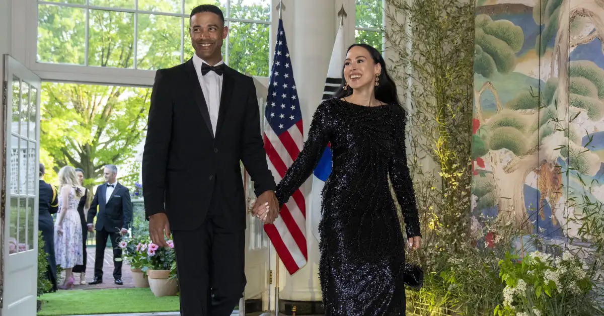 Meena Harris with her husband smiling together, representing their strong relationship and family bond — Meena Harris Husband.