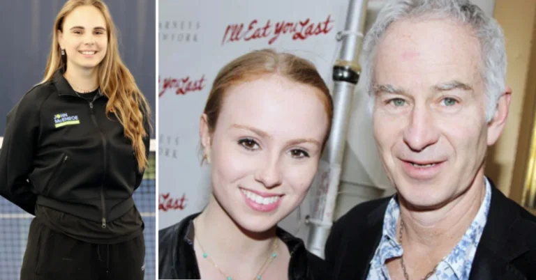 Anna Mcenroe with her parents John McEnroe and Patty Smyth, capturing a family moment that reflects her life and background.