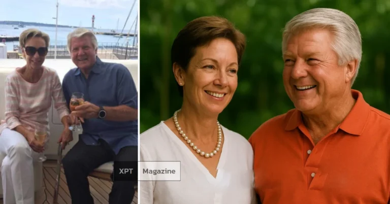 Portrait of Rhonda Rookmaaker smiling beside her husband Jimmy Johnson, reflecting her quiet charm and supportive presence in his celebrated career.