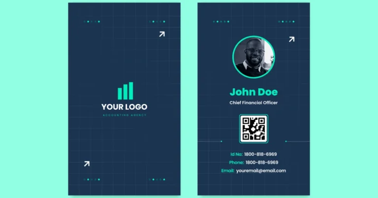 Digital business card design example showing clean layout with contact information, QR code, and professional branding elements on mobile device