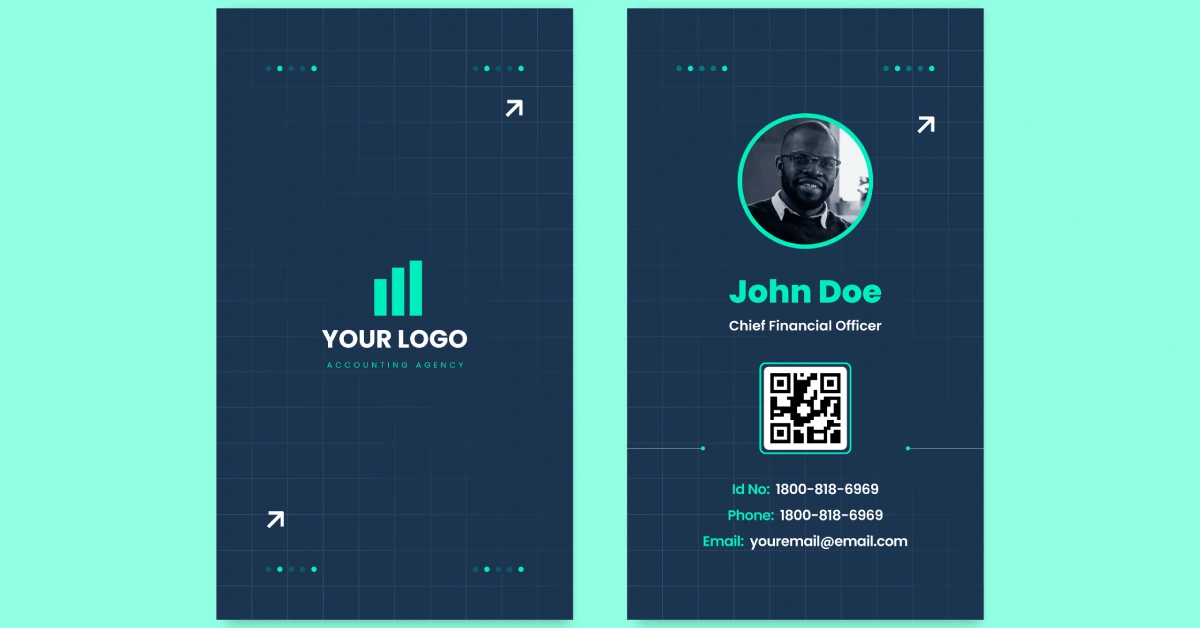 Digital business card design example showing clean layout with contact information, QR code, and professional branding elements on mobile device