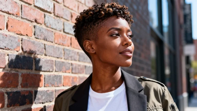 A Black woman with a short curly hairstyle showing texture and shape.