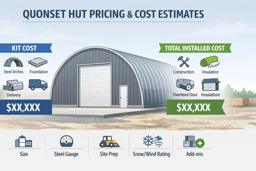 Steel arch Quonset building on a prepared construction site